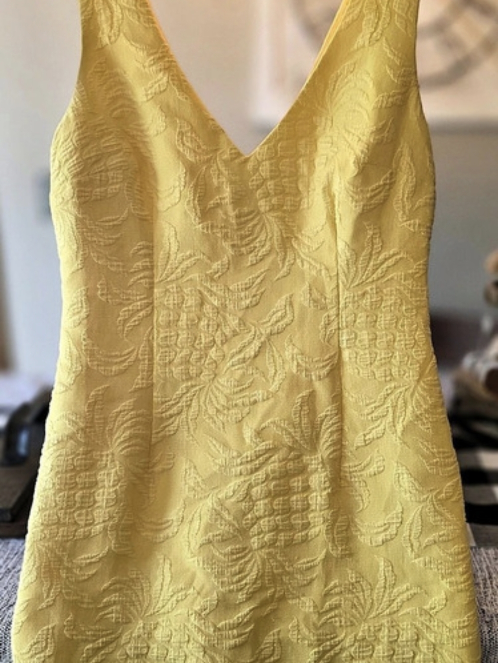 Lilly Pulitzer Double V Tropical Jacquard Dress Floral Mini Yellow Size 6